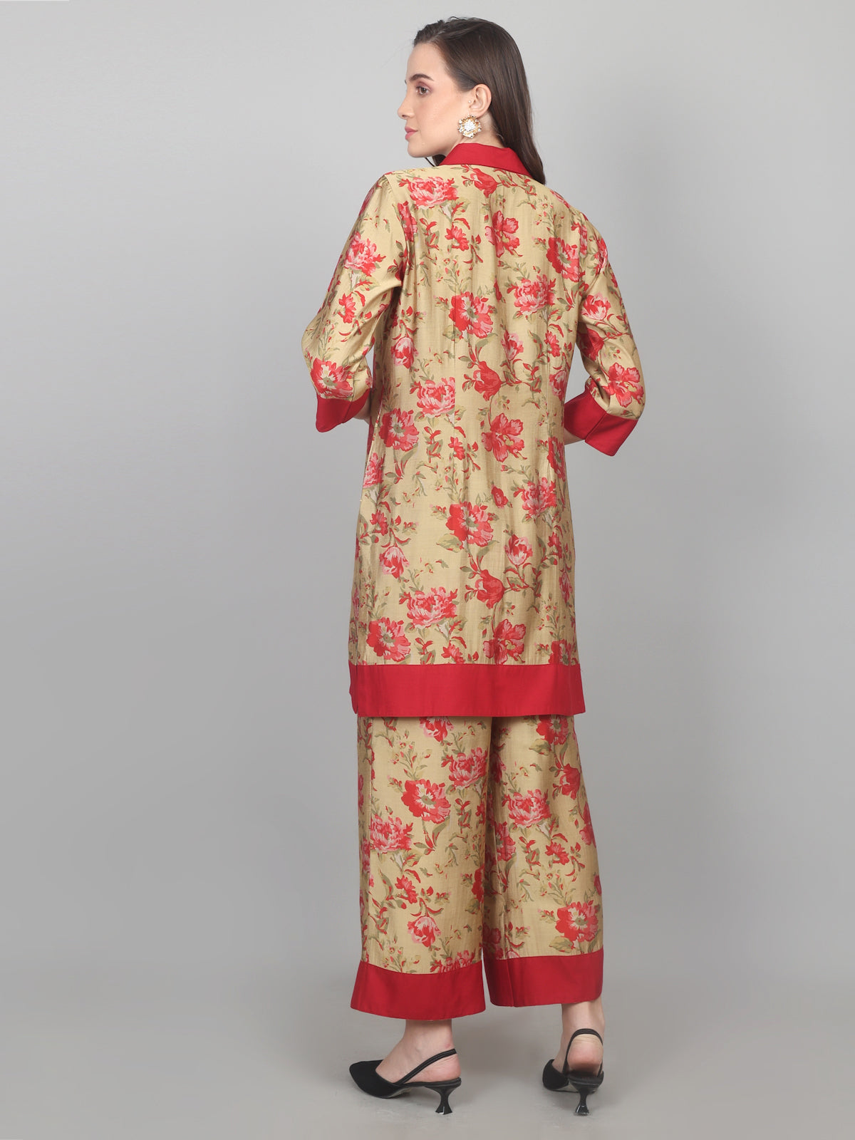 Réd Gold Chanderi Set
