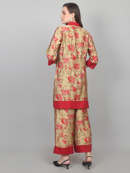 Réd Gold Chanderi Set