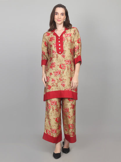 Réd Gold Chanderi Set