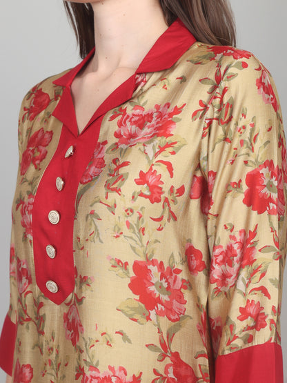 Réd Gold Chanderi Set