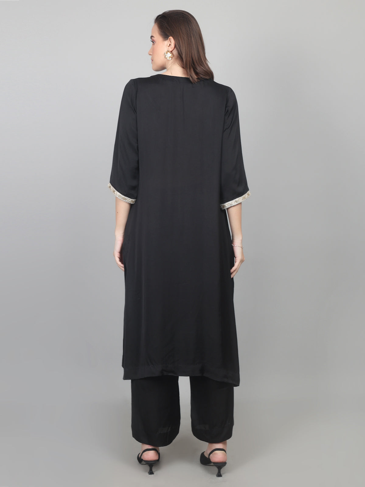 Midnight Grace Modal Satin Suit Set