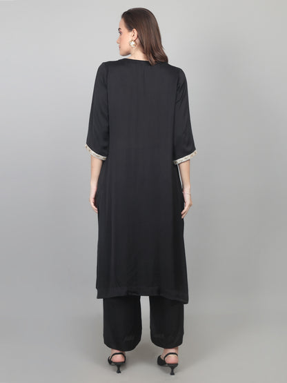 Midnight Grace Modal Satin Suit Set