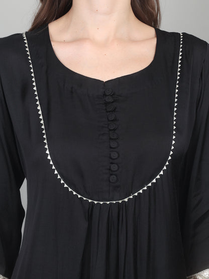 Midnight Grace Modal Satin Suit Set