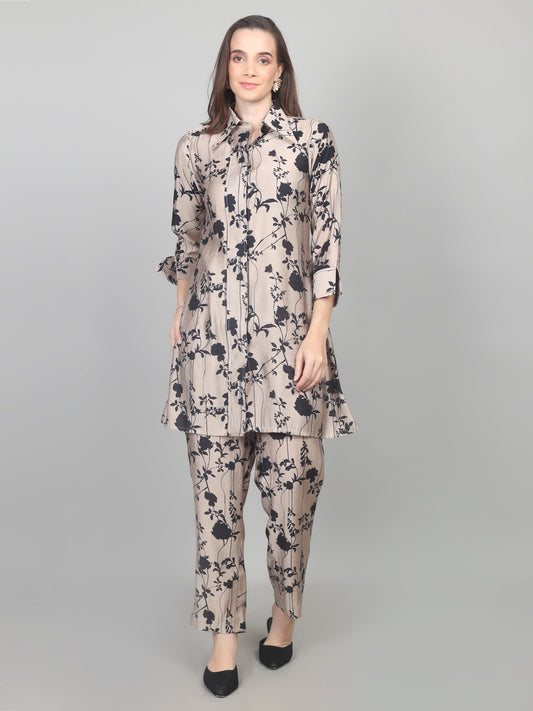 Elegant Floral Cotton Chanderi Co-ord Set