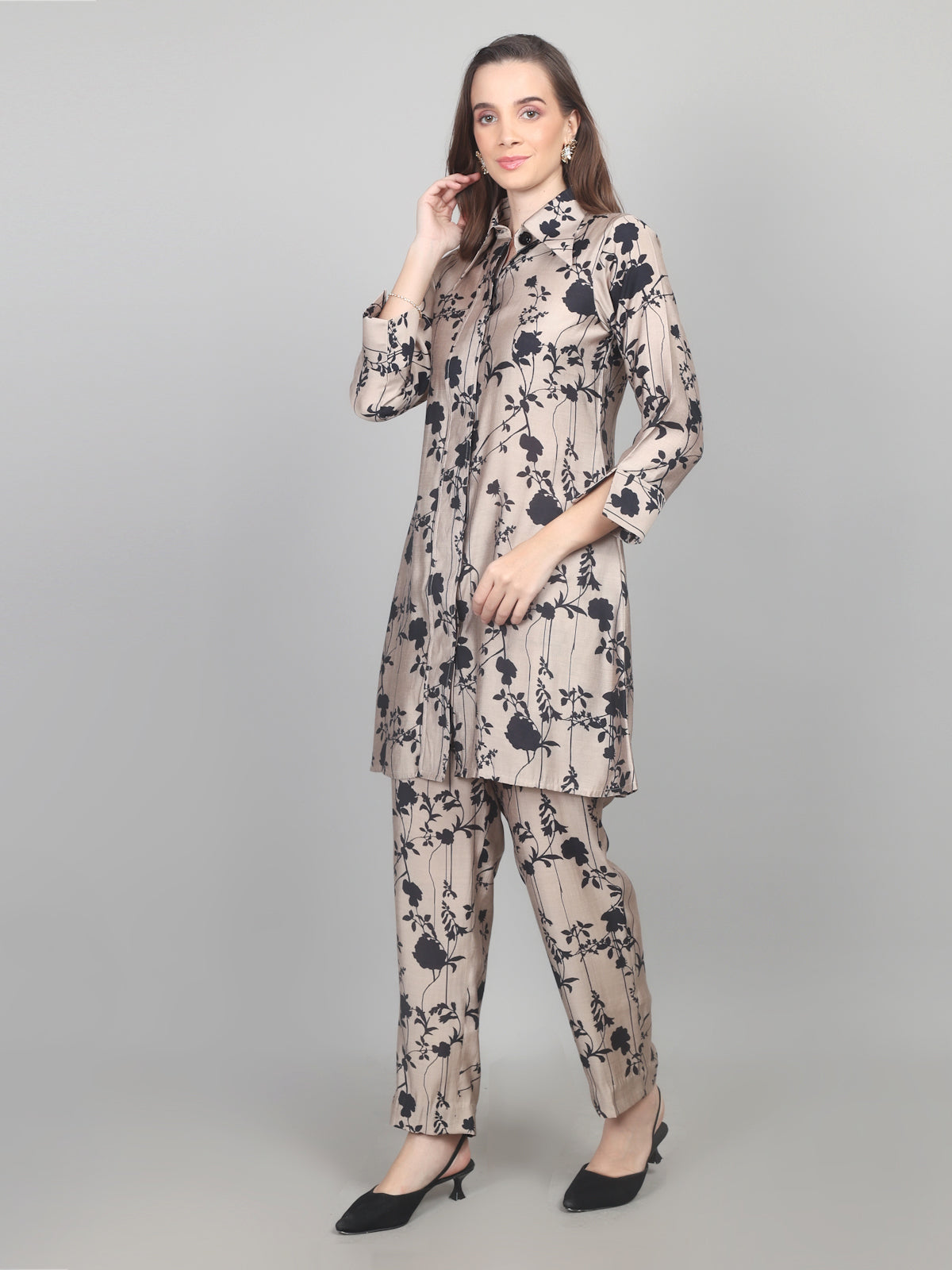 Elegant Floral Cotton Chanderi Co-ord Set