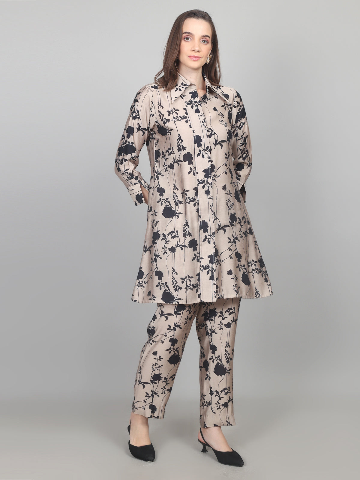 Elegant Floral Cotton Chanderi Co-ord Set