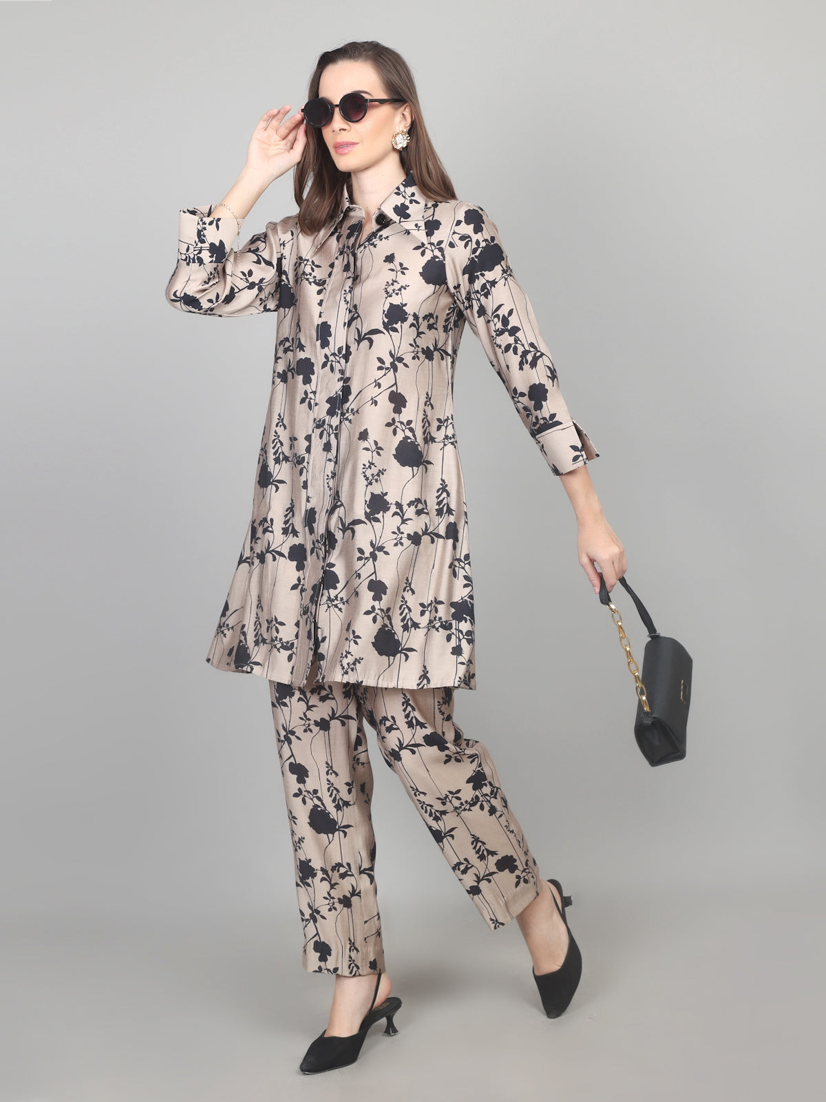 Elegant Floral Cotton Chanderi Co-ord Set