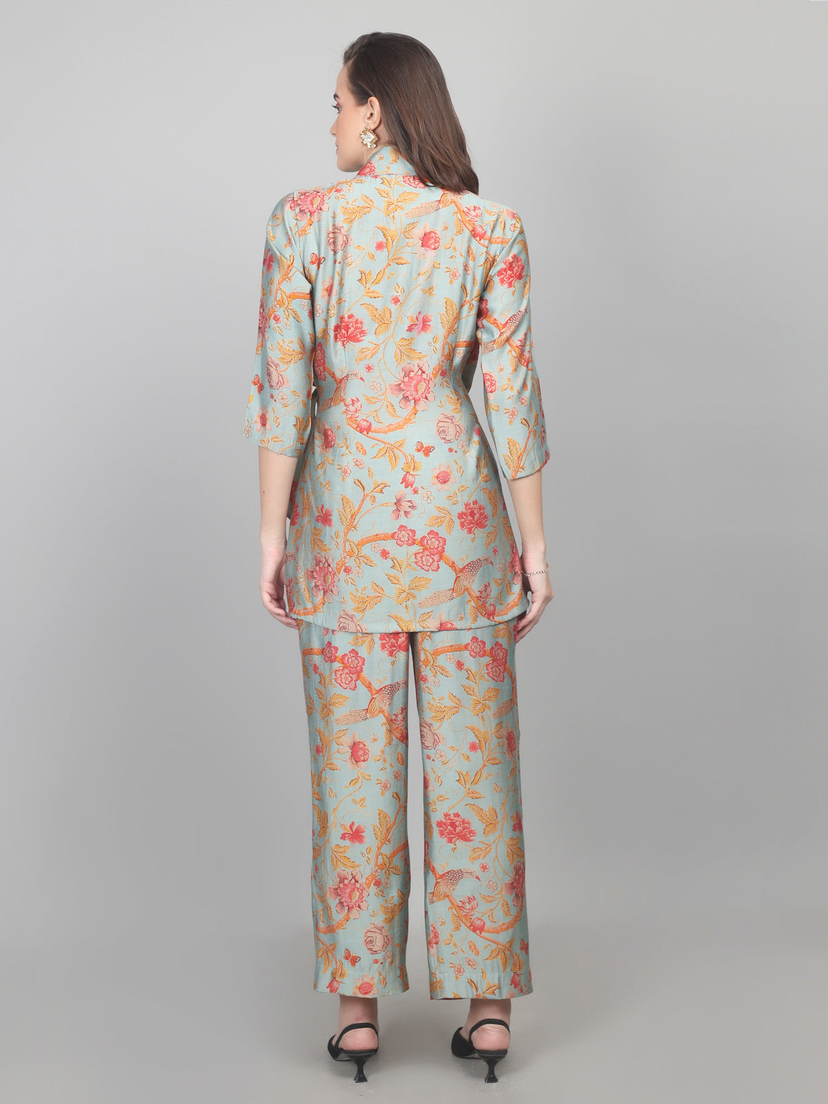 Pastel Bloom Wrap-Style Cotton Chanderi Co-ord Set