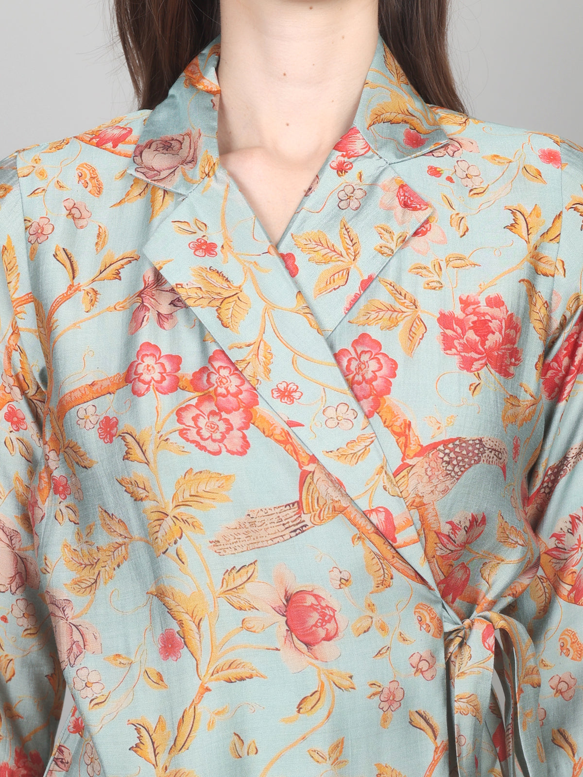Pastel Bloom Wrap-Style Cotton Chanderi Co-ord Set