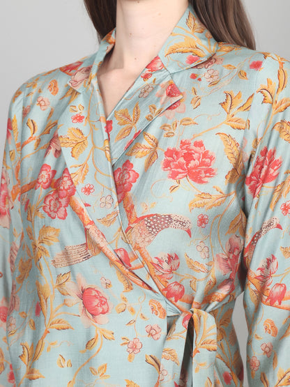 Pastel Bloom Wrap-Style Cotton Chanderi Co-ord Set