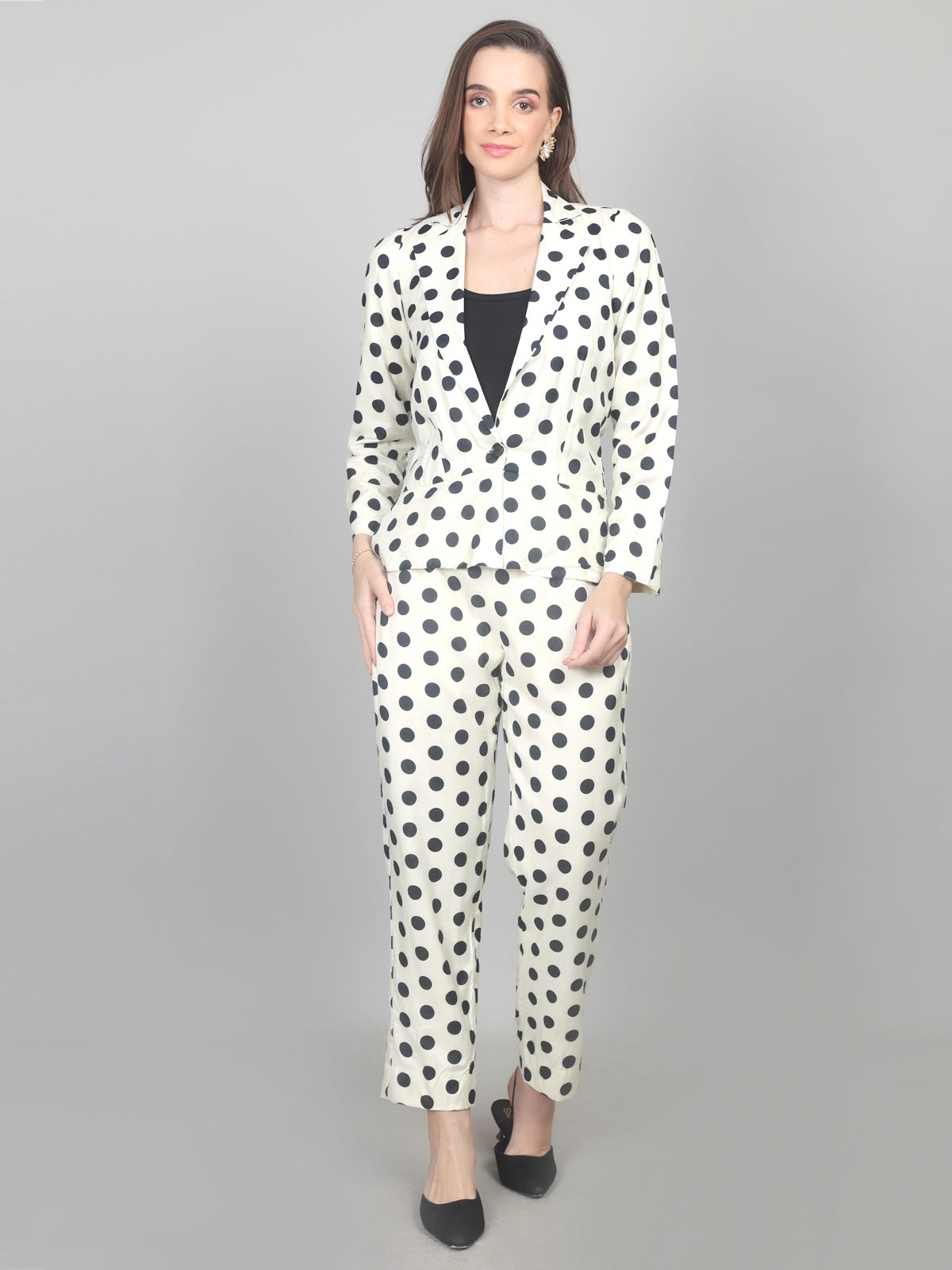 Retro Chic Polka Dot Cotton Chanderi Co-ord Set