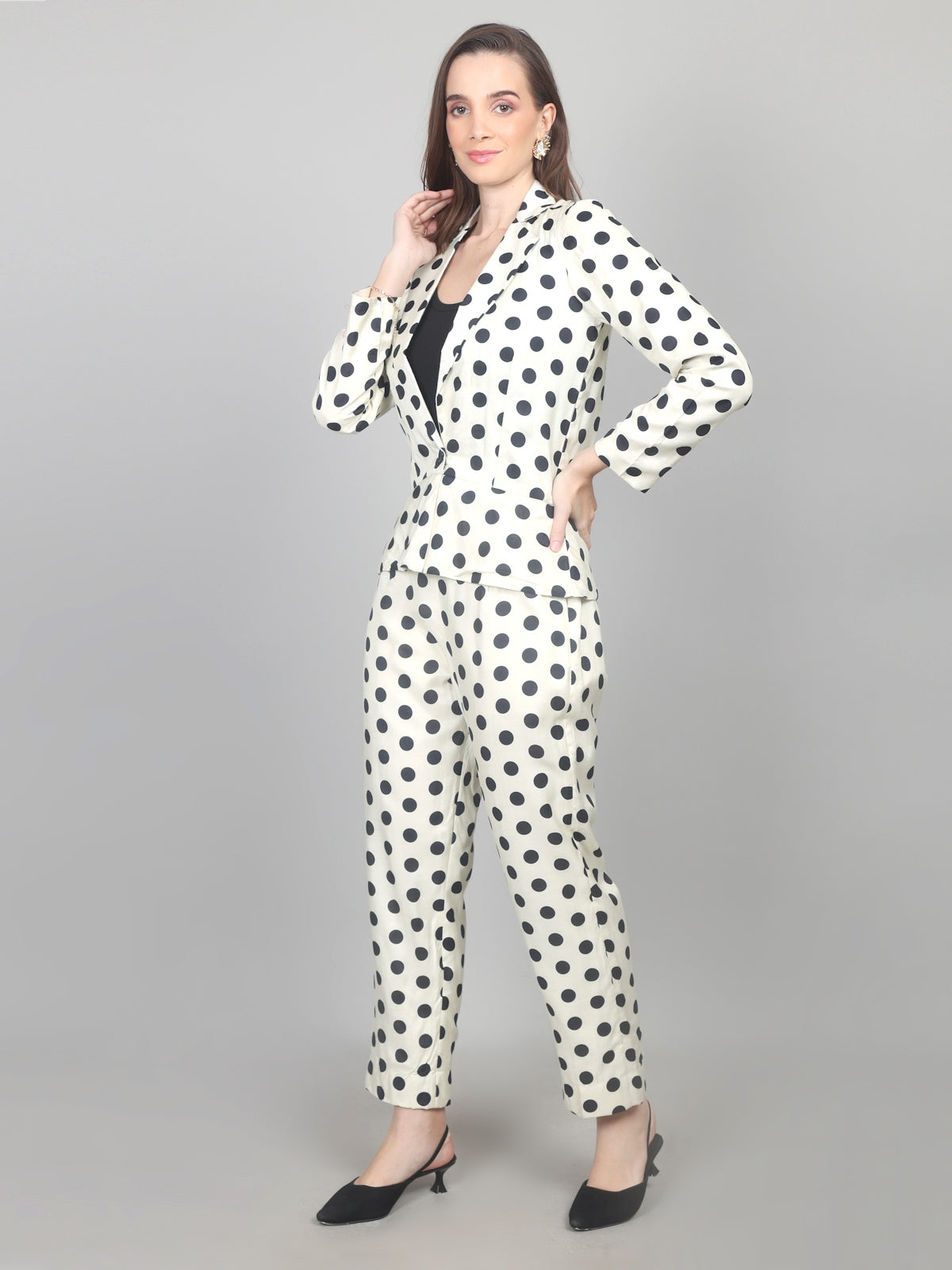 Retro Chic Polka Dot Cotton Chanderi Co-ord Set