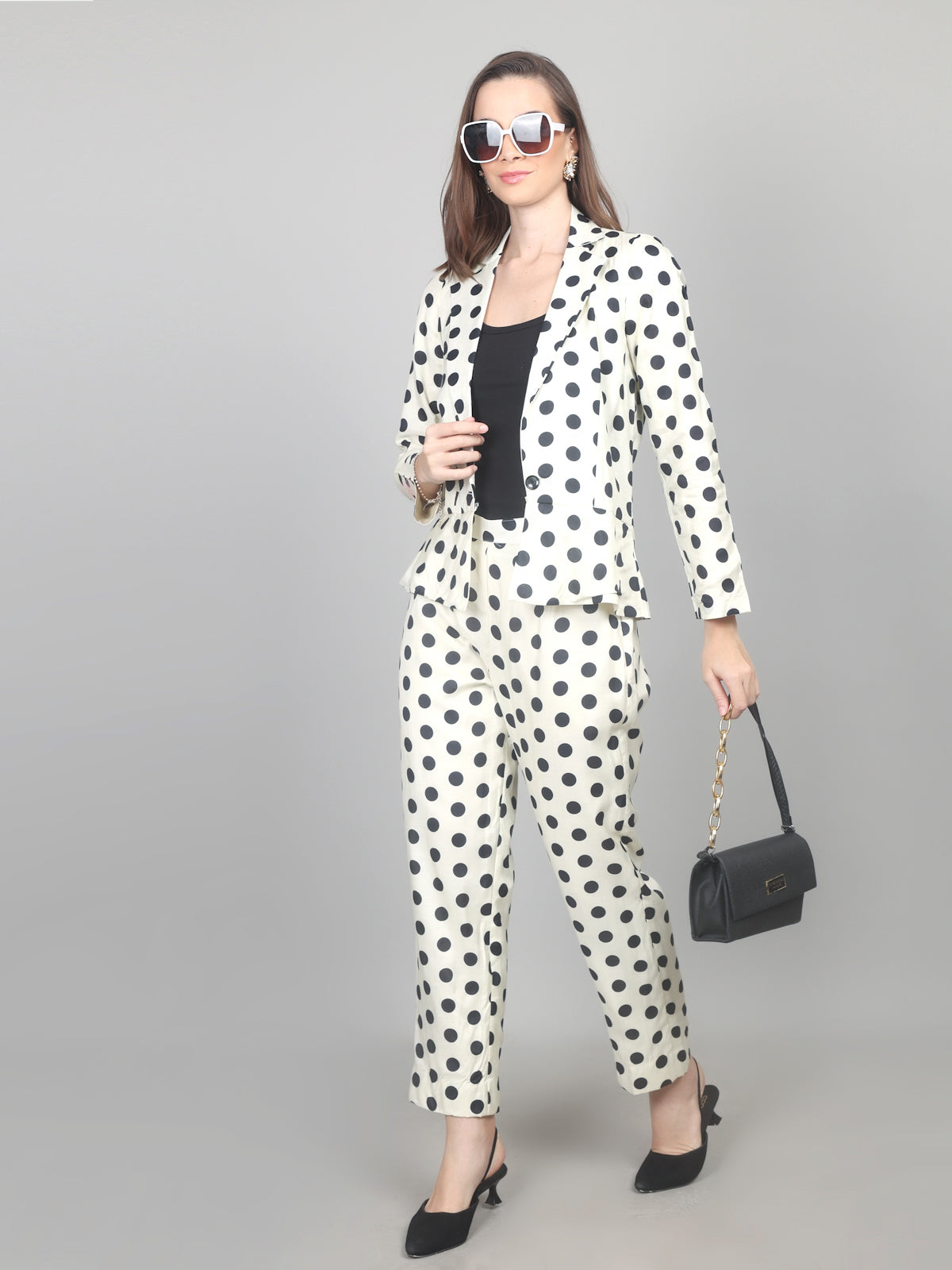Retro Chic Polka Dot Cotton Chanderi Co-ord Set