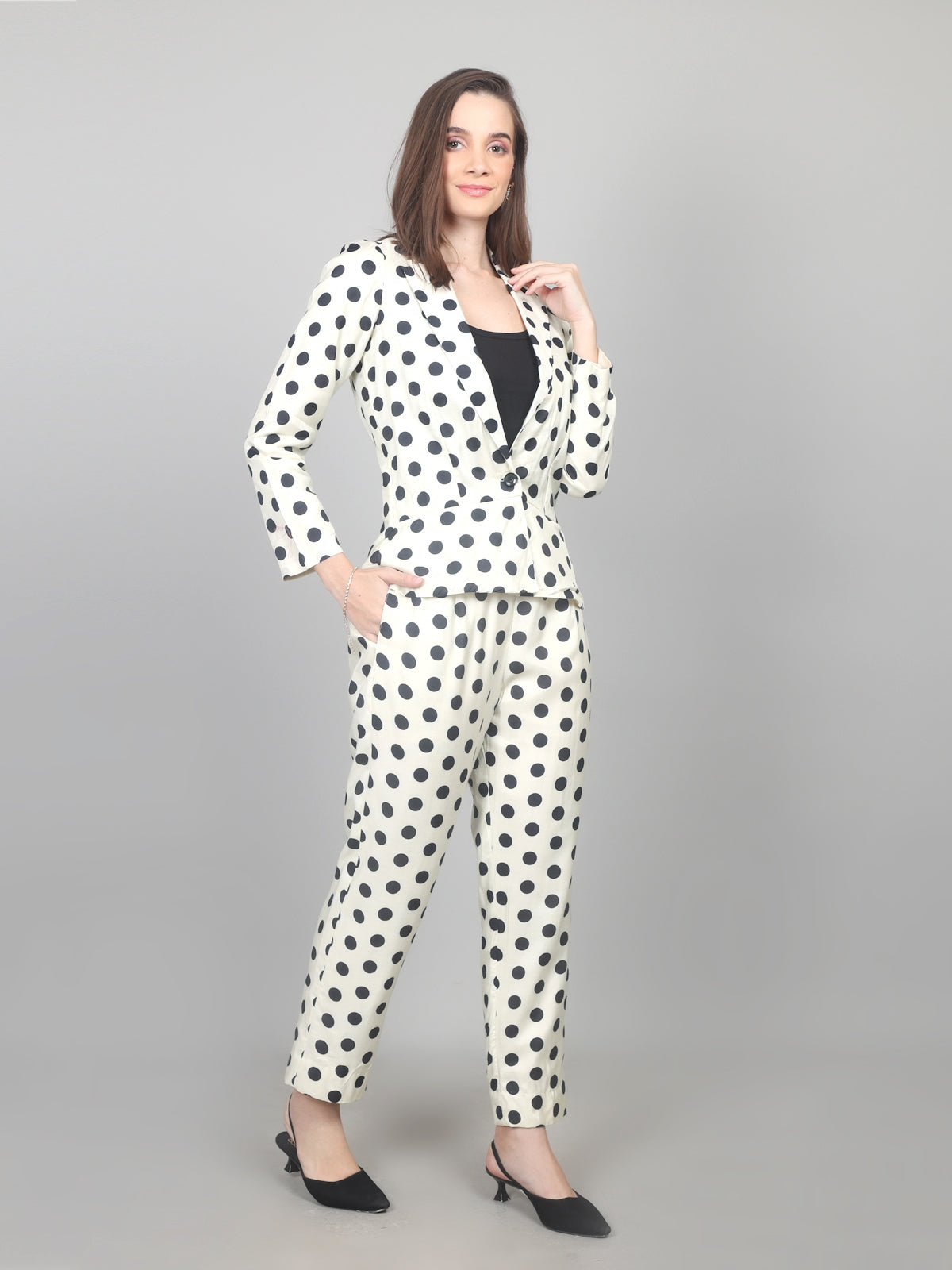 Retro Chic Polka Dot Cotton Chanderi Co-ord Set