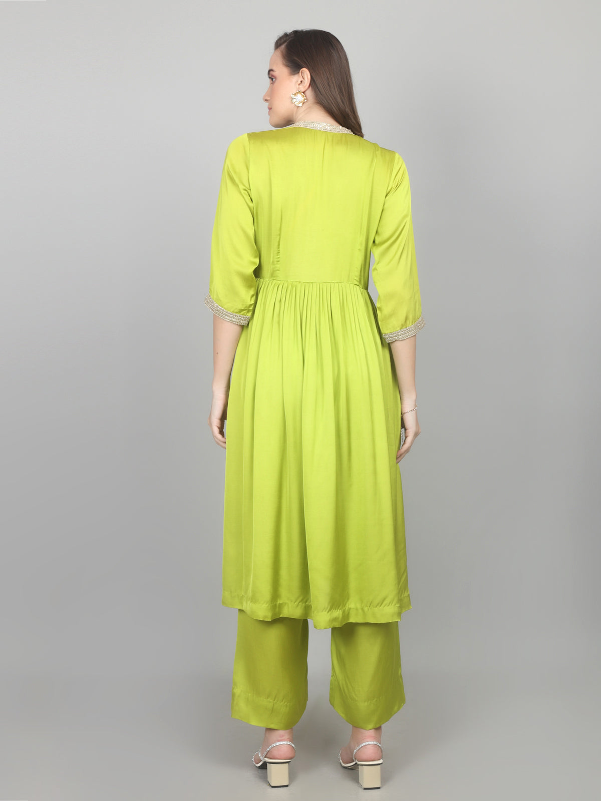 Lime Luxe Modal Satin Suit Set
