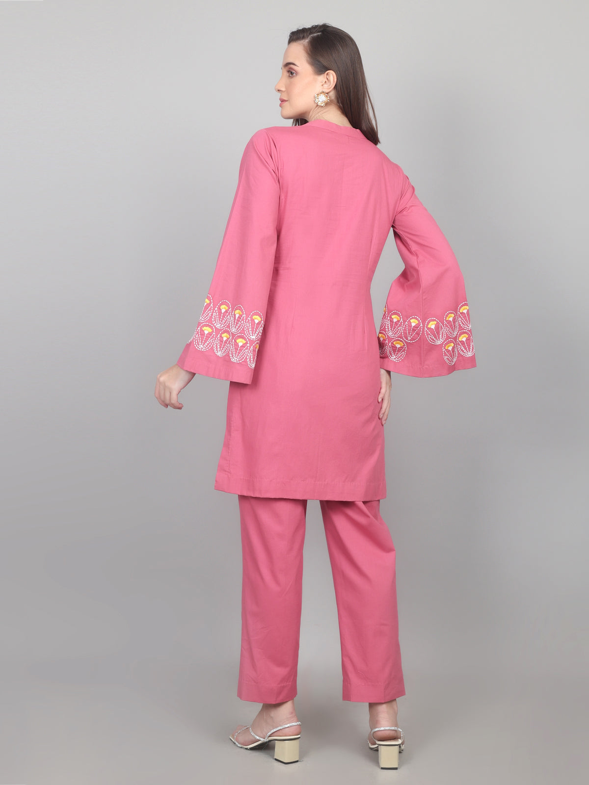 Rosewood Charm Embroidered Cotton Poplin Co-ord Set