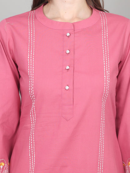 Rosewood Charm Embroidered Cotton Poplin Co-ord Set