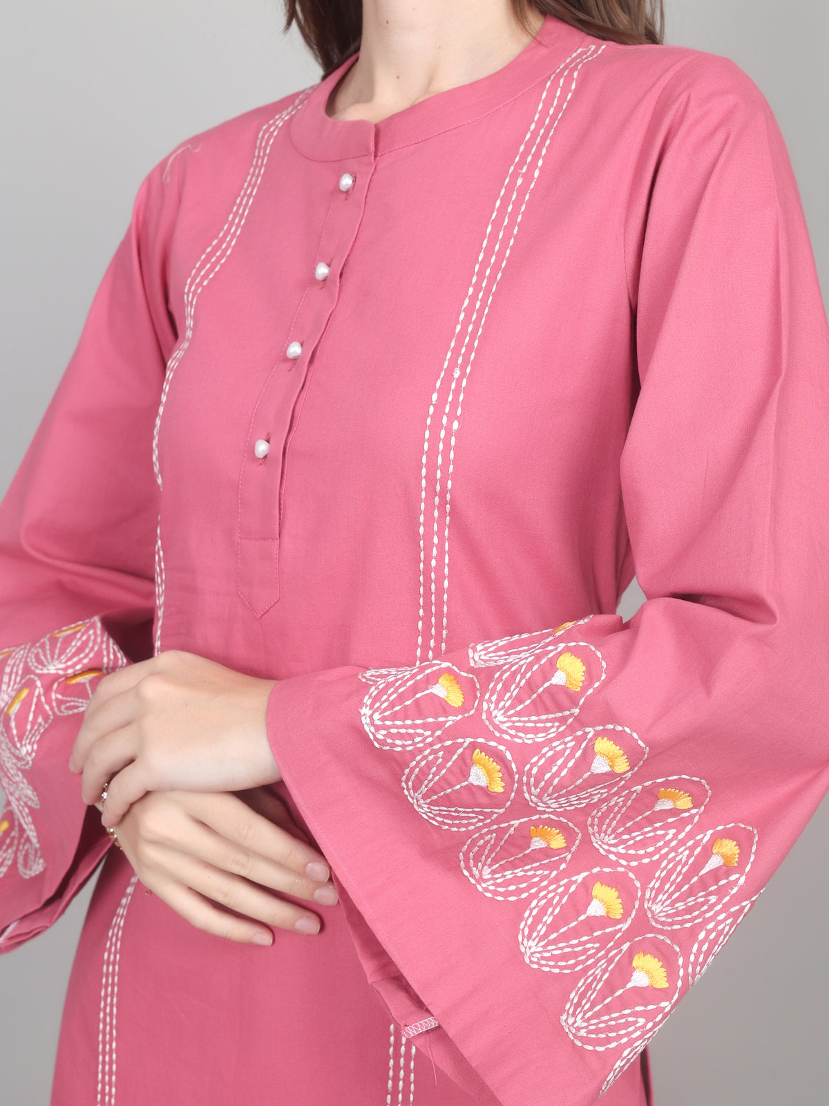 Rosewood Charm Embroidered Cotton Poplin Co-ord Set